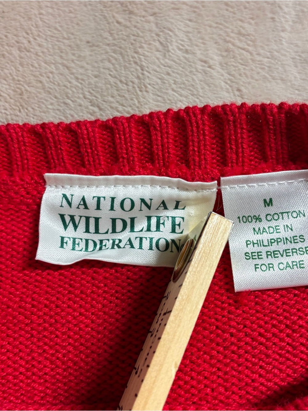 VTG 90s National Wildlife Federation Bird Sweater Cottagecore Women Medium M Red - Picture 3 of 9